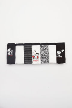 Womensecret Snoopy-mintás, klasszikus pamutbugyik, 7 db-os csomag fekete