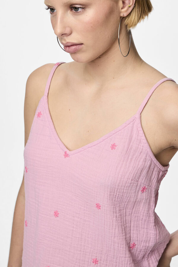 Womensecret Top de tirantes y dibujo de estrellas rosa