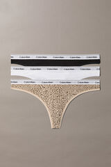 Calvin Klein Animal print 3-pack thong panties nude