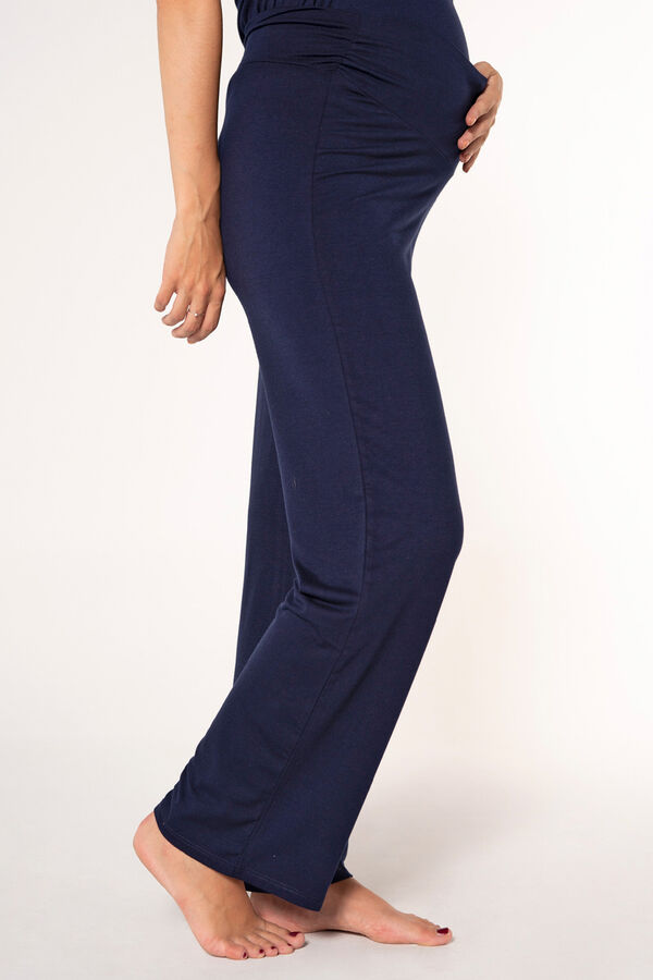 Ohma! Cal&ccedil;as b&aacute;sicas largas de malha pr&eacute;-mam&atilde; azul