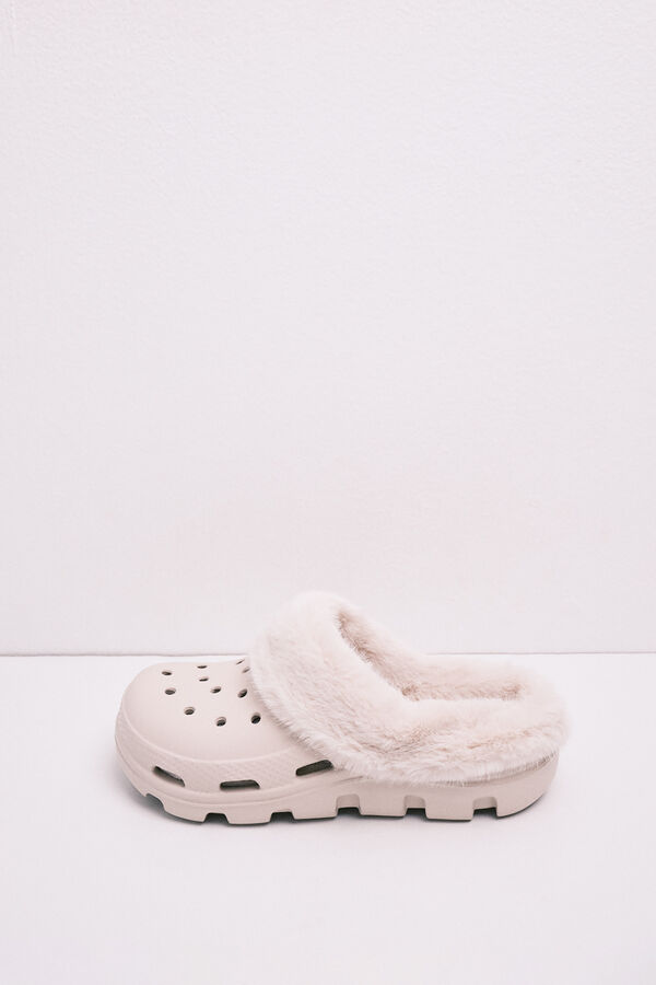 HI&BYE Ecru platform mule slipper beige