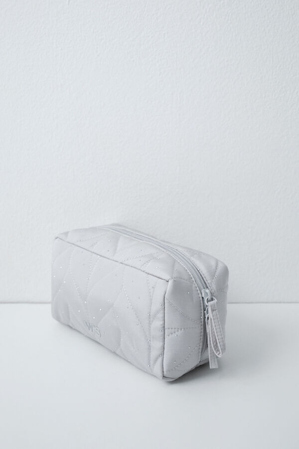 Women'secret Trousse de toilette portefeuille matelass&eacute;e grise gris