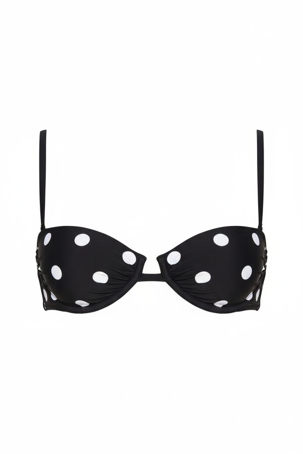 Women'secret Haut bikini balconnet imprim&eacute; &agrave; pois noir noir