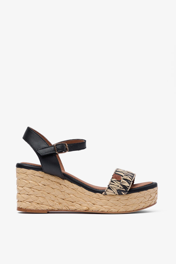 Popa Sakarun raffia low wedge sandal black