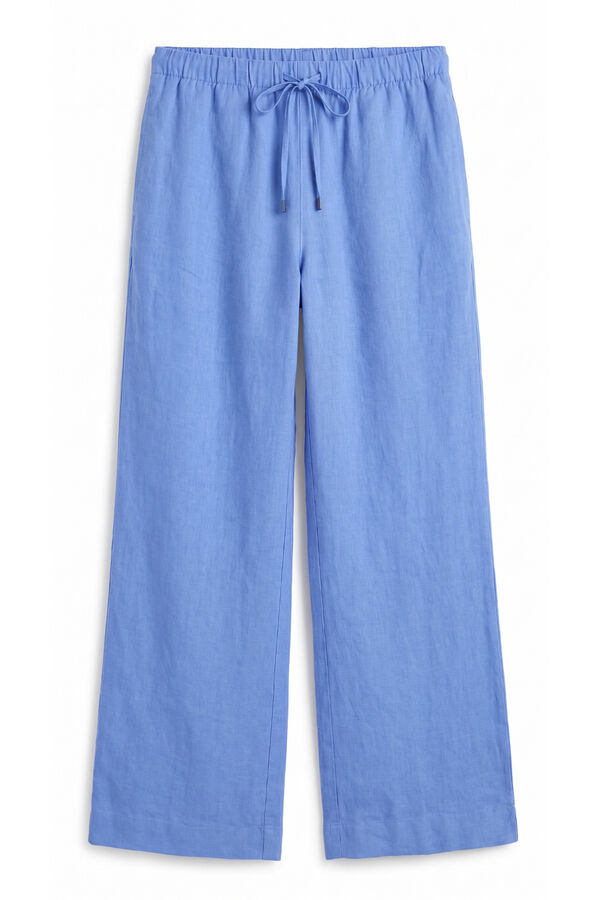 Women'secret Plave dugačke pantalone od lana Plava