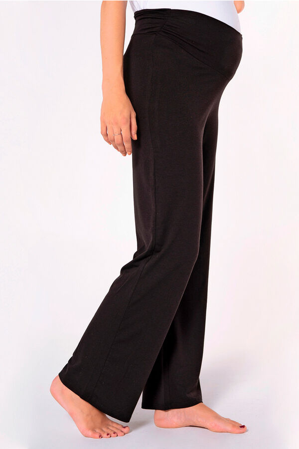 Womensecret Basic knit wide maternity trouser fekete