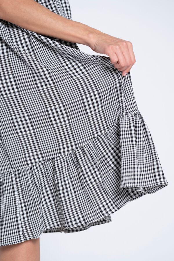 Ohma Gingham smocked dress white