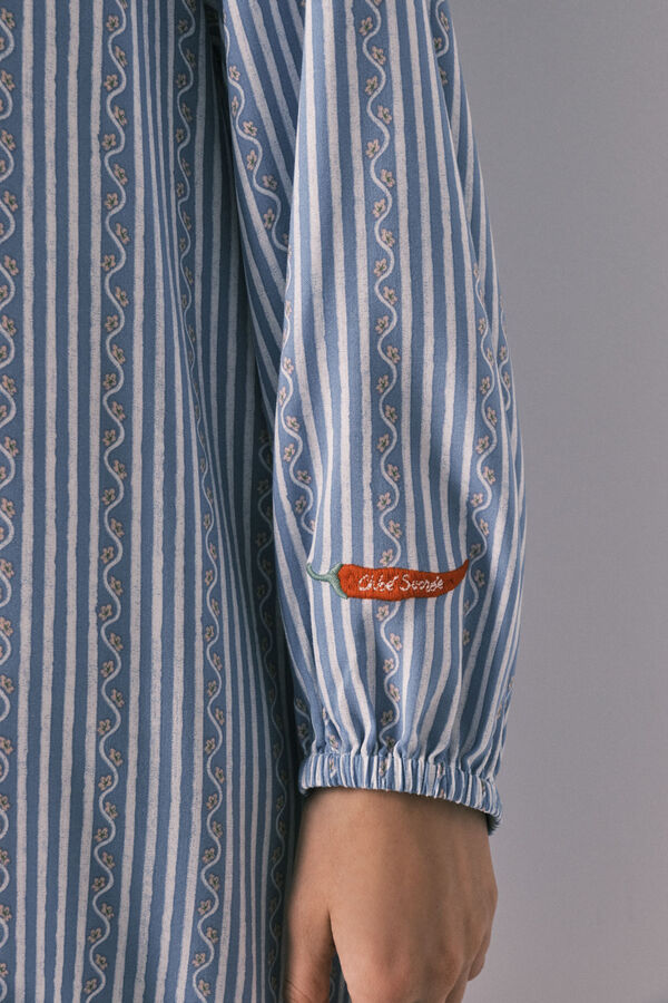 Women'secret Nuisette courte en viscose &agrave; imprim&eacute; rayures bleu bleu