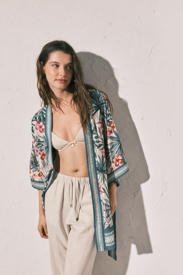 Women'secret Green print kimono green