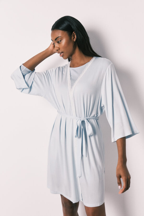 Women'secret Blue viscose soft touch midi robe blue