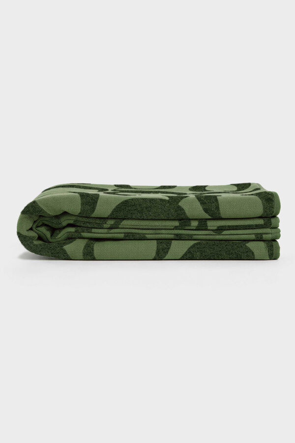 Gisela Jacquard-Handtuch mit Logo-Print Gr&uuml;n