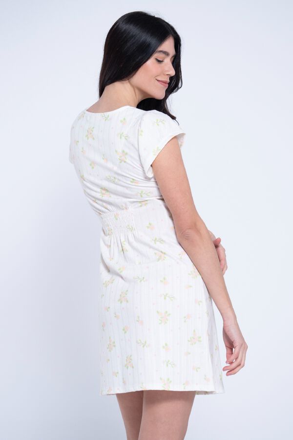 Ohma Floral print maternity nightgown white