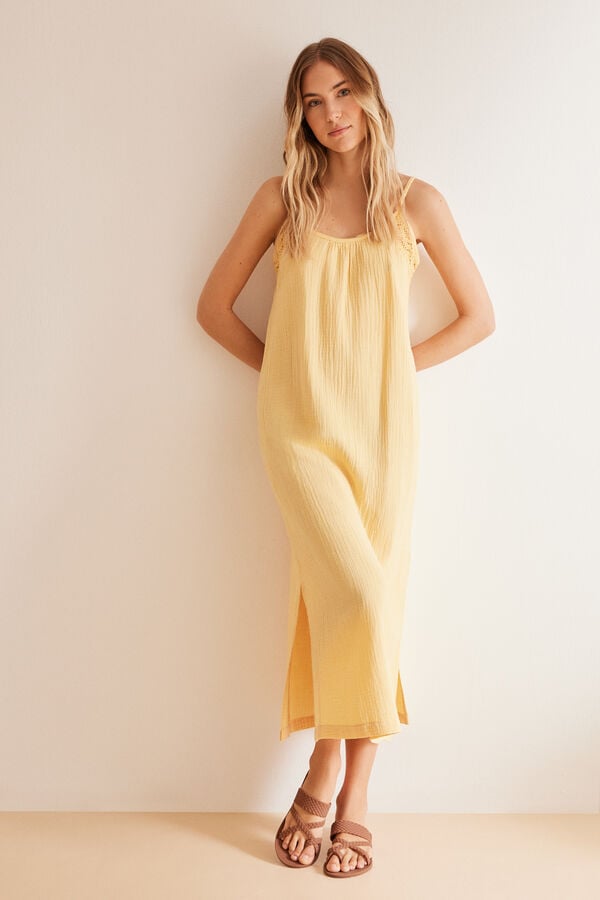 Womensecret Yellow muslin dress printed