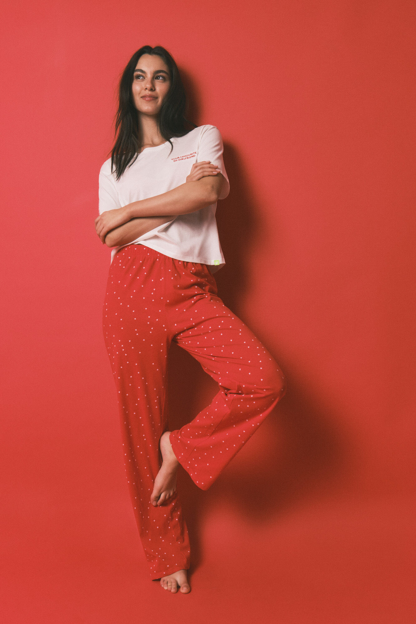 HI&BYE White 100% cotton printed long pyjamas