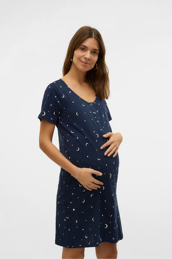 Mamalicious Camisa de dormir de maternity e amamenta&ccedil;&atilde;o  azul