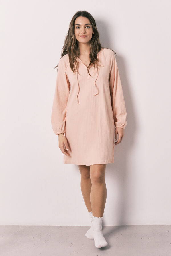 Women'secret Pink cotton ribbed midi nightgown red