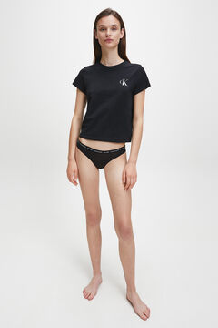 Womensecret T-shirt de manga curta de algodão com logótipo da Calvin Klein preto