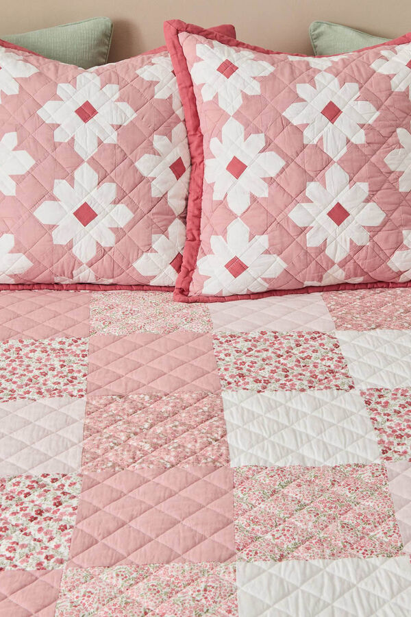 Textura Colcha Patchwork Flores pink