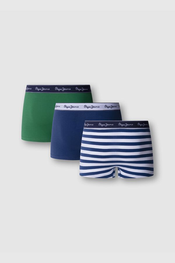 Pepe Jeans Pack 3 boxer liso y rayas verde