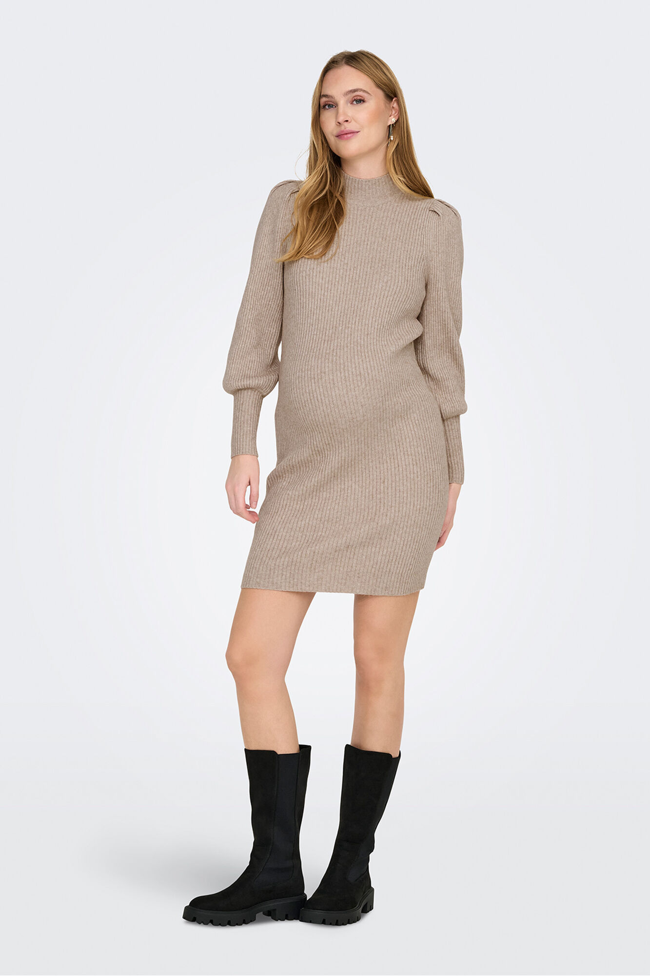 Only Maternity Malha pr&eacute;-mam&atilde; com gola alta e mangas bufantes