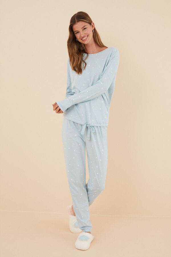 Womensecret Blue 100% cotton pyjamas with little stars blue