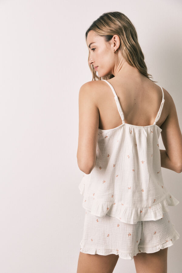 Women'secret Cotton short pyjamas with ruffles beige