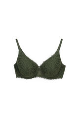 Women'secret Green lace padded balconette bra BEAUTIFUL beige