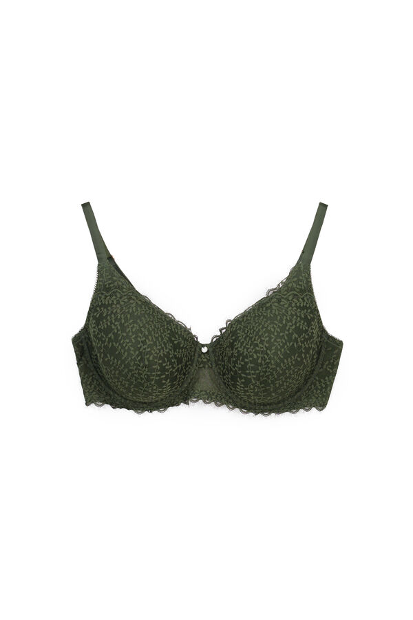 Women'secret Green lace padded balconette bra BEAUTIFUL beige
