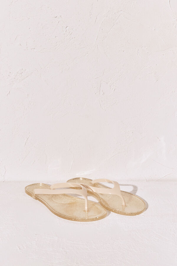 Women'secret Yellow glitter effect toe sandals black