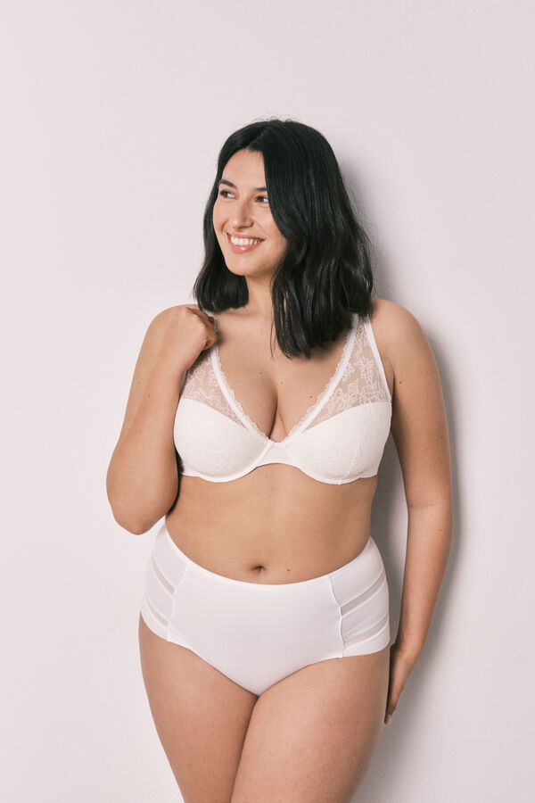 Women'secret Sujetador halter encaje blanco INTUITIVE nude