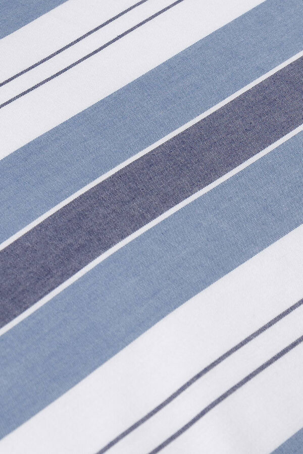 Womensecret Conjunto 2 capas de almofada algodão percal riscas tecidas. Cama 150-160 cm. azul