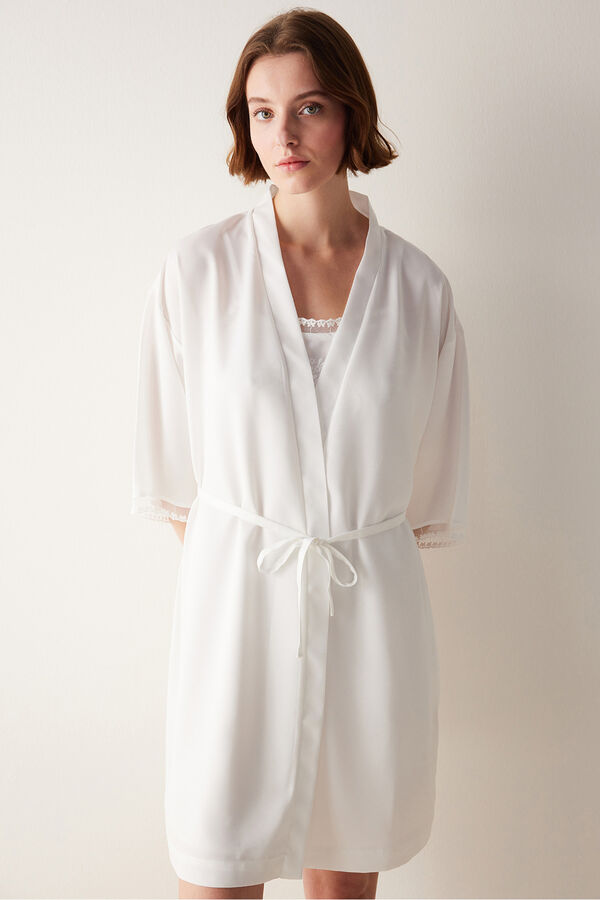 Womensecret Bridal Lace Dressing Gown white