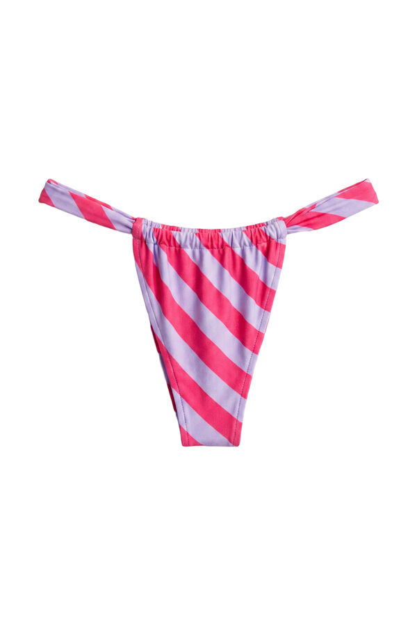 Women'secret Red and purple striped U-effect bikini bottoms pink