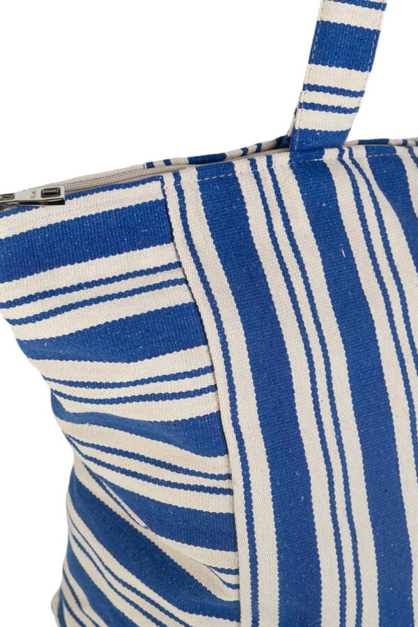 Kbas Bolsa de praia de lona riscas azul