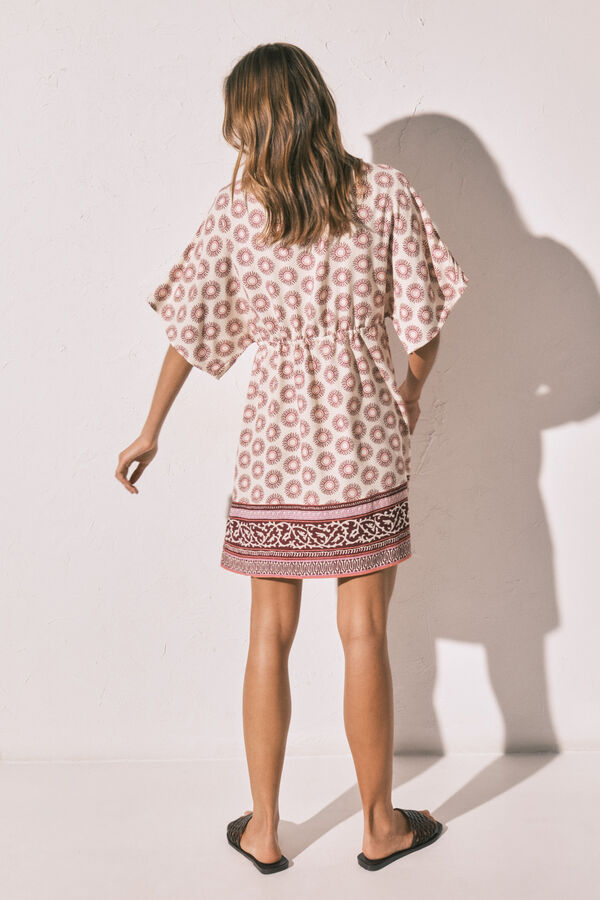 Women'secret Maroon boho print short tunic dress brown