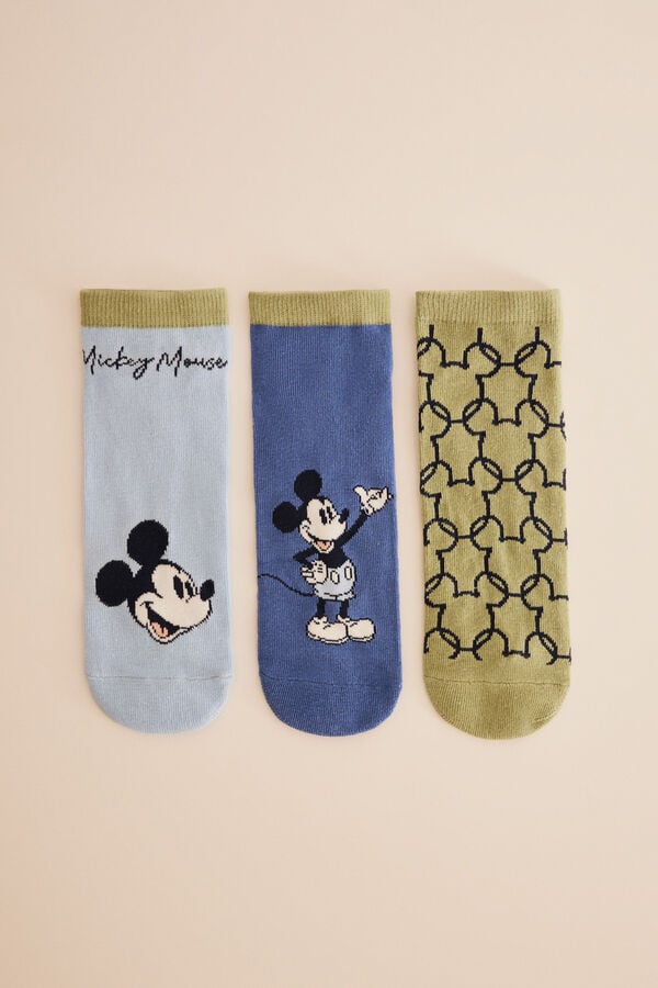 Womensecret Pakiranje od 3 para kratkih pamučnih čarapa Mickey S uzorkom