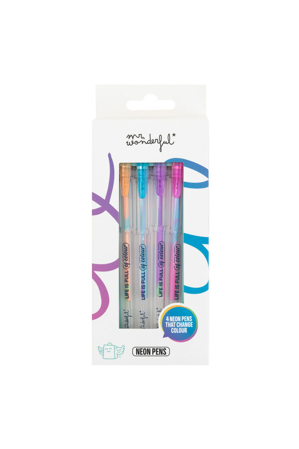 Mr. Wonderful Mr.Wonderful-Set of 4 neon blue pens that change color imprim&eacute;