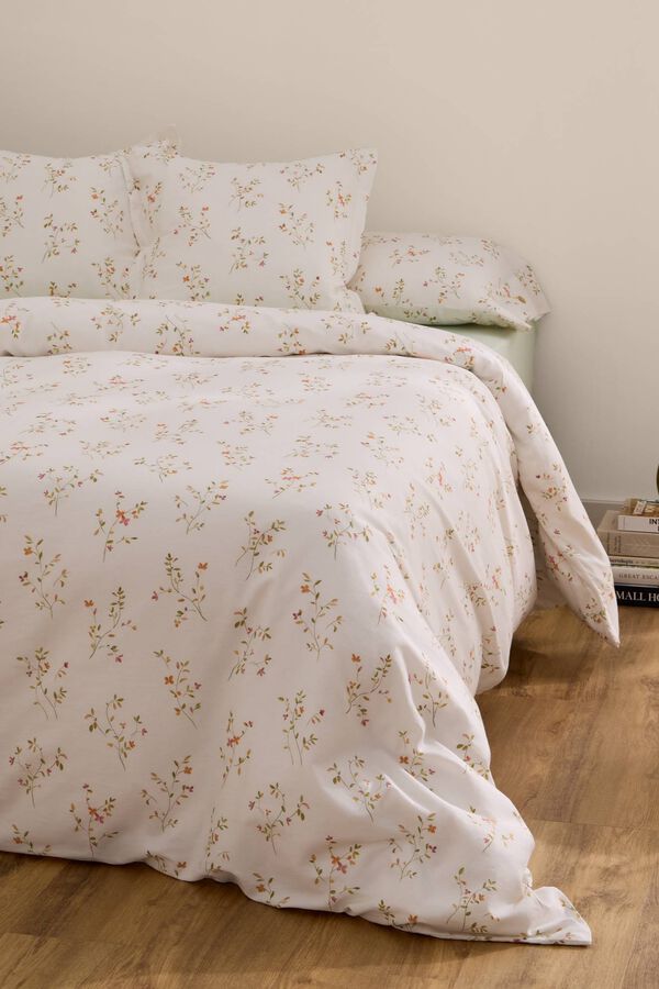Textura Printed satin duvet cover white