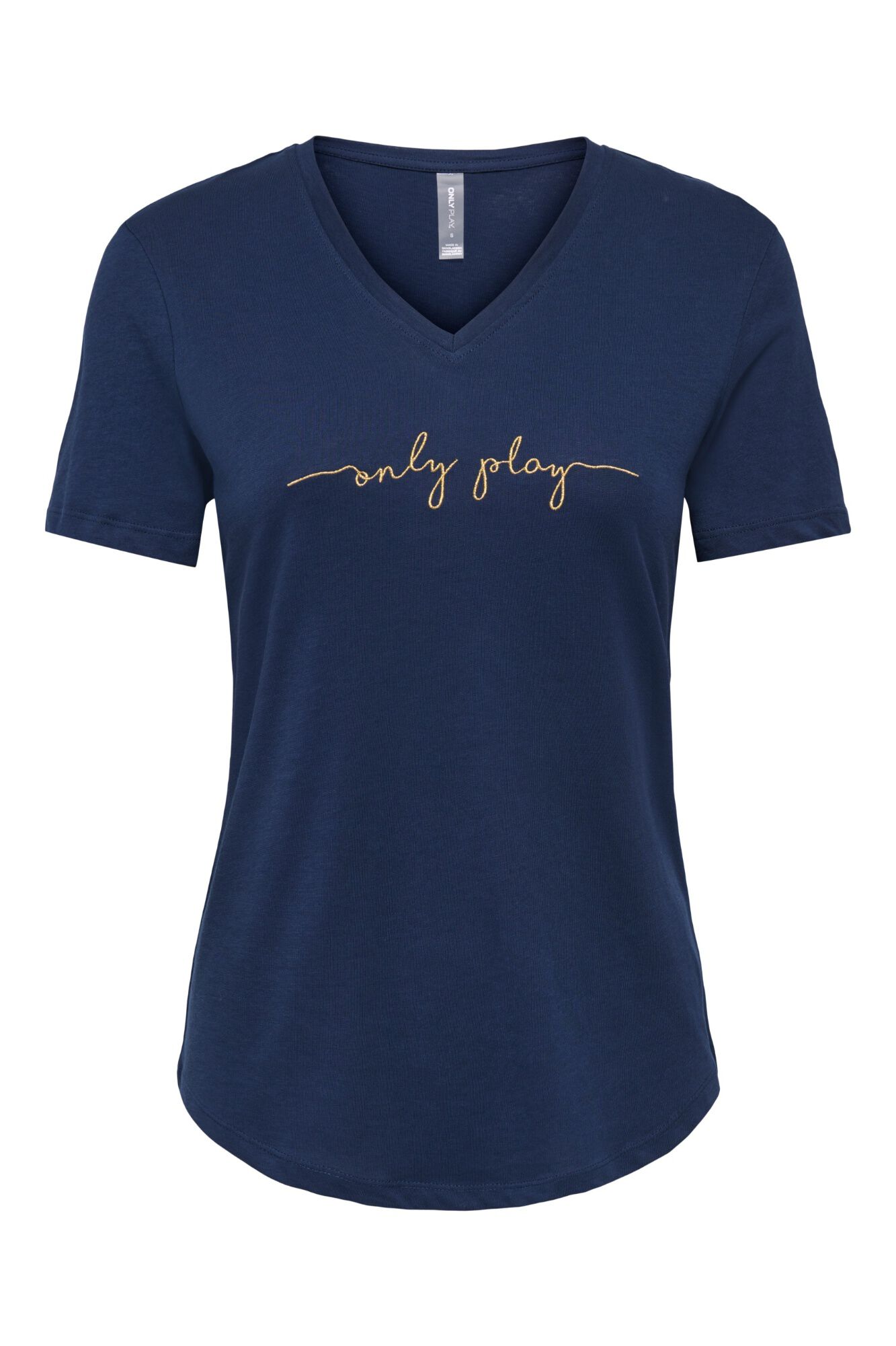 Only Play Camiseta cuello en V bordado dorado