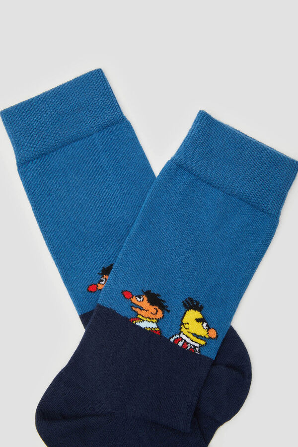 Besocks Meias altas Besocks da Vila Sésamo em algodão orgânico azul azul
