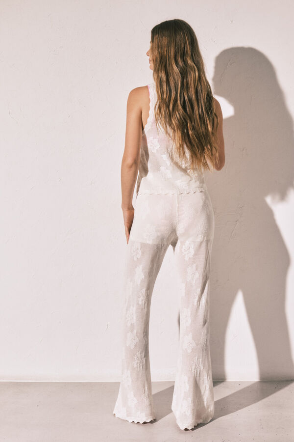 Women'secret Pantalon long en crochet beige beige