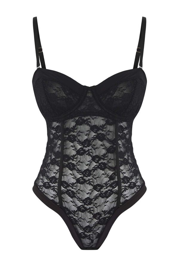 Trendyol Elegant Lace Bodysuit Bodycon black