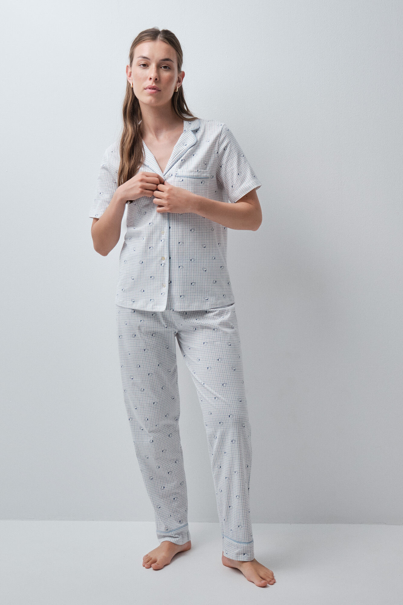 Women'secret Pijama comprido de manga curta em algod&atilde;o Snoopy
