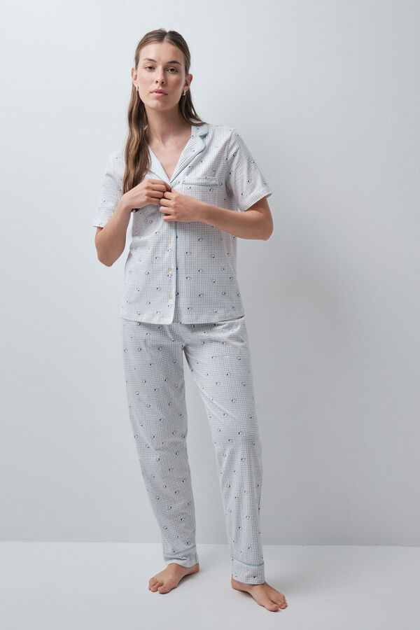 Women'secret Snoopy cotton short sleeve long pyjamas blue