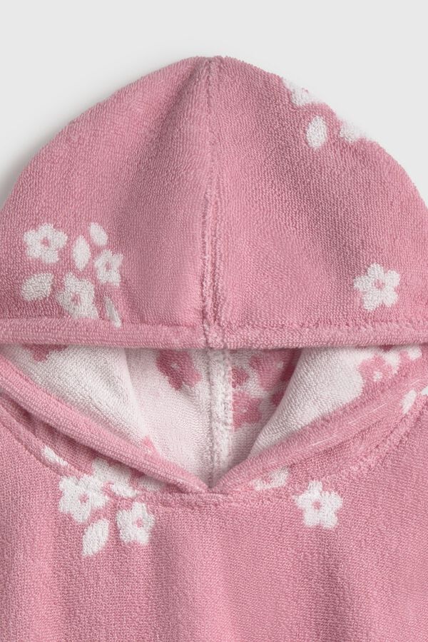 Textura Floral poncho towel pink