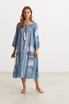 Womensecret Embroidered cotton tunic Blau