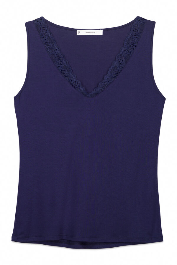 Women'secret Blue jersey-knit super soft T-shirt blue