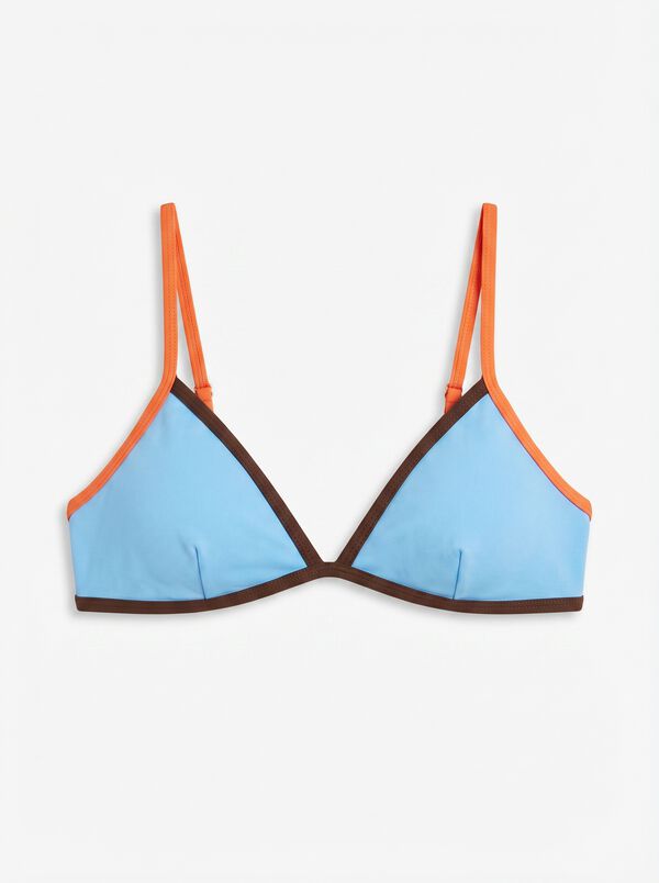 HI&BYE Blue fixed triangle bikini top blue