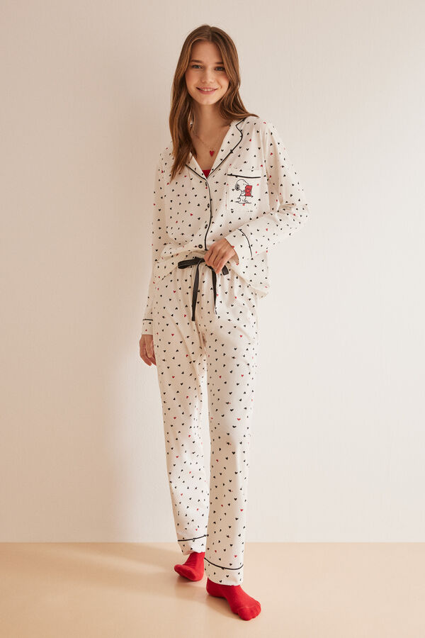 Womensecret Pyjama chemise 100 % coton Snoopy blanc