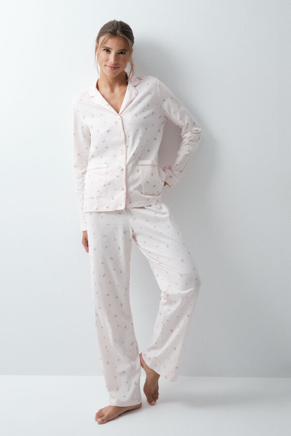 Women'secret Floral cotton classic pyjamas pink